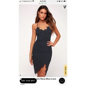 Lulu’s Navy Blue Lace Dress Bodycon